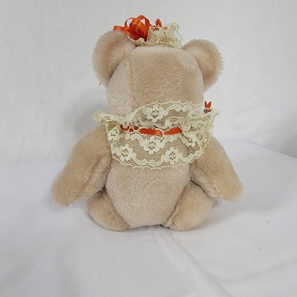 Adjustable Bear Plush 10" With Flowers and Necklace No Tags - Picture 7 of 10